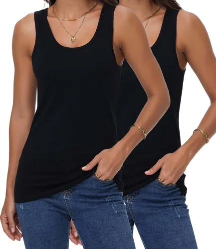Vista 8 de wirarpa Camisetas sin mangas de algodón para mujer, cómodas, capa base, paquete de 2