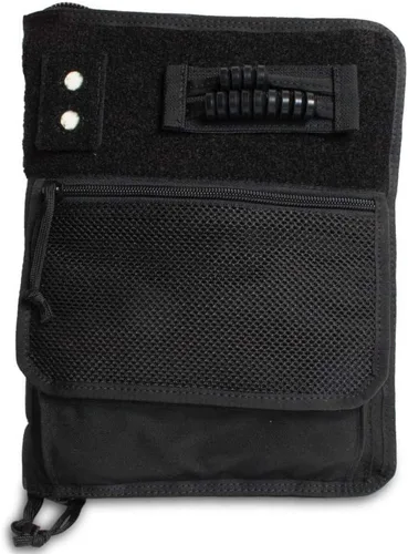 Vista 2 de Cubierta táctica de 3 anillas para papel de 5.5 x 8.5, funda de carpeta de administración de campo militar, con cremallera Cubierta en negro