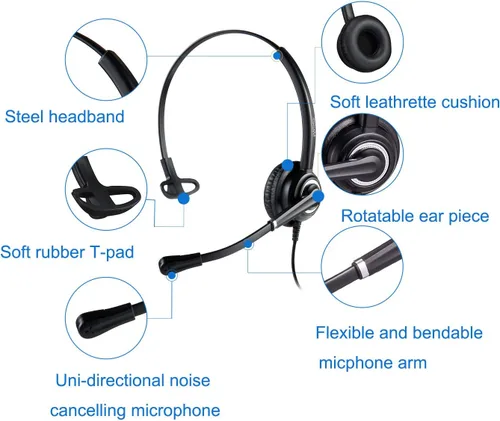 Vista 2 de MAIRDI Auriculares para teléfono celular con micrófono con cancelación de ruido, auriculares para computadora portátil de 0.138 in Jack para trabajo