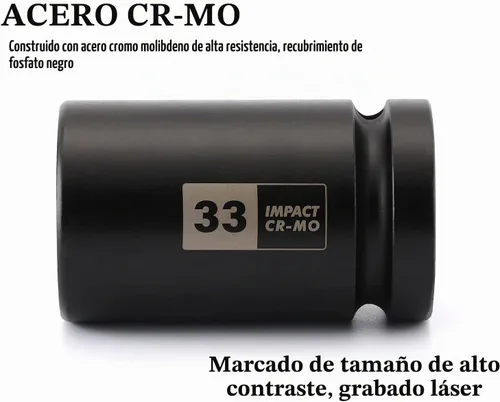 Vista 3 de EMENTOL Zócalo de impacto de tuerca de eje de husillo profundo de 1 pulgada, CR-MO, 6 puntos, métrico, profundo 6PT Socket de impacto - 1.299 in