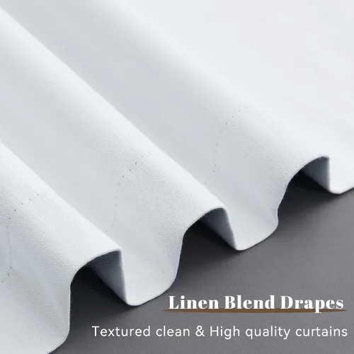 Vista 11 de Guken Cortinas opacas de lino, 2 paneles rústicos, elegantes, 100% opacas, con aislamiento térmico, banda de ganchos y trabilla trasera, 52 x 84