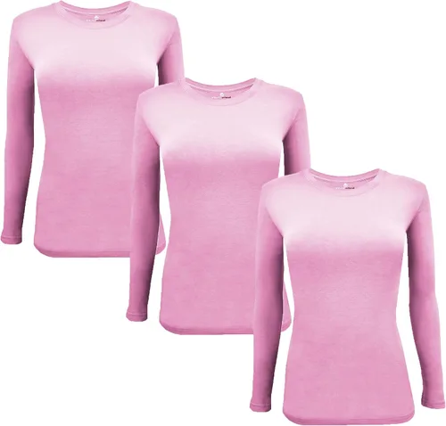 Vista 37 de Natural Uniforms Camiseta Under Scrub para mujer, cuello redondo, manga larga, paquete de 3, paquete múltiple de 3