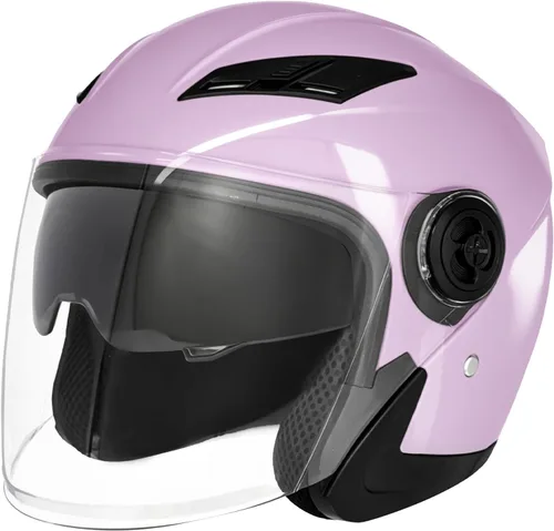 Vista 14 de Casco de motocicleta con cara abierta SanQing, 3/4, para adultos, con media cara, para moto-scooter, motorista, hombres y mujeres, aprobado por