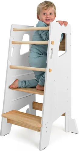 Vista 10 de Toddler Standing Tower with 3 Safety Bars - Kitchen Stool Helper - Gray 1 - Gris