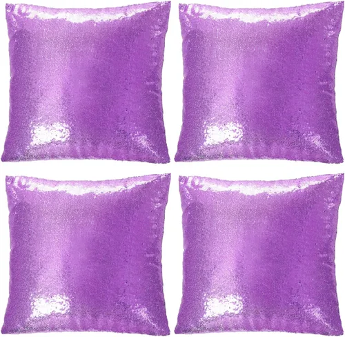 Vista 10 de SquarePie - Juego de 4 fundas de almohada de lentejuelas rojas, 18 x 18 Rojo