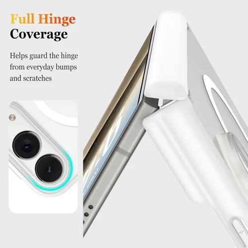 Vista 4 de SOKAD Funda magnética para iPhone Duo, protección de bisagra, color blanco