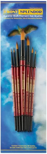 Vista 11 de Creative Mark Ebony Splendor - Brocha sintética de mango corto para pintura de marta sintética, Rigger # 0, pelo multifilamento, pinceles de pintura