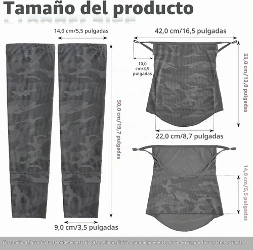 Vista 7 de Mangas refrescantes para los brazos, protección solar, UPF 50+, polaina de cuello de seda de hielo, camuflaje, para todo tipo de clima, pesca