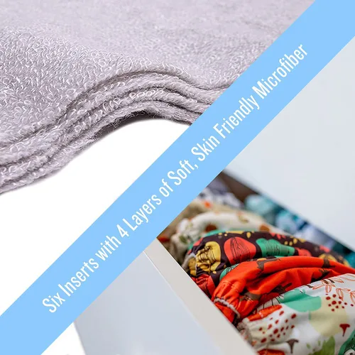 Vista 6 de Simple Being Pañales de tela reutilizables, doble refuerzo, talla única, lavables, suaves, absorbentes, impermeables, ecológicas, unisex, para bebé