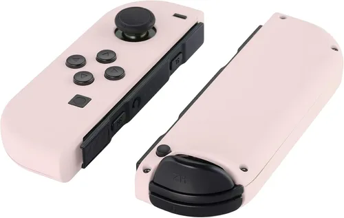 Vista 3 de eXtremeRate - Carcasa de repuesto para control de Nintendo Switch y Switch OLED Joy-Con, con juego de botones, color rosa flor de cerezo, agarre