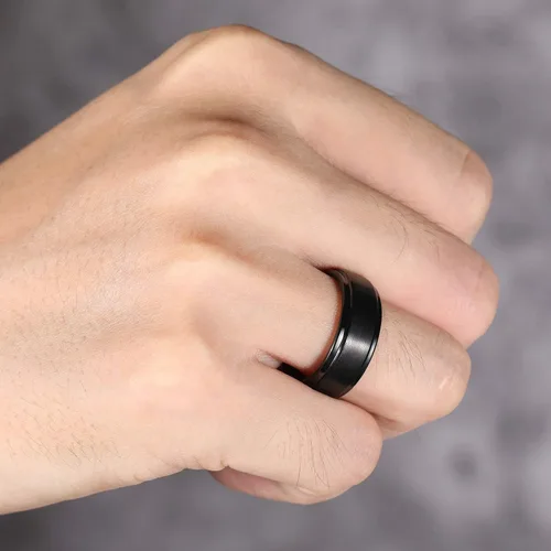 Vista 5 de TRUMIUM - Anillo de boda de carburo de tungsteno de 1564 y 516 de pulgada, para hombres y mujeres, con borde escalonado, grabado en inglés I Love