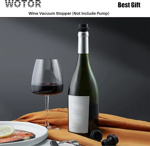 Vista 7 de WOTOR Tapones de vino - Protector de vino al vacío, conservador y sellador (negro, 6 piezas)