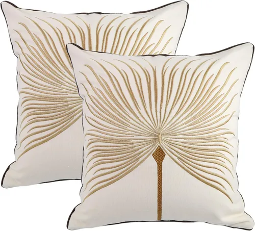 Vista 13 de Fundas de almohada bordadas, 4 girasoles de 18 x 18 pulgadas, diseño floral, 100% algodón, decoración del hogar, flores amarillas, 17.7 x 17.7 in, 1