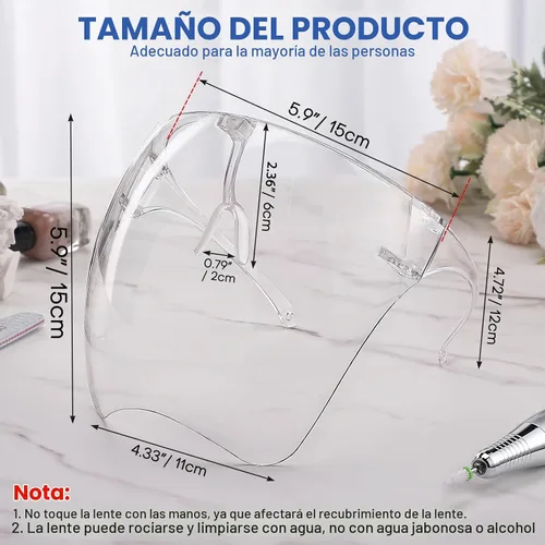 Vista 5 de Máscara facial para taladro de uñas, máscara transparente, protección transparente - 1 pieza