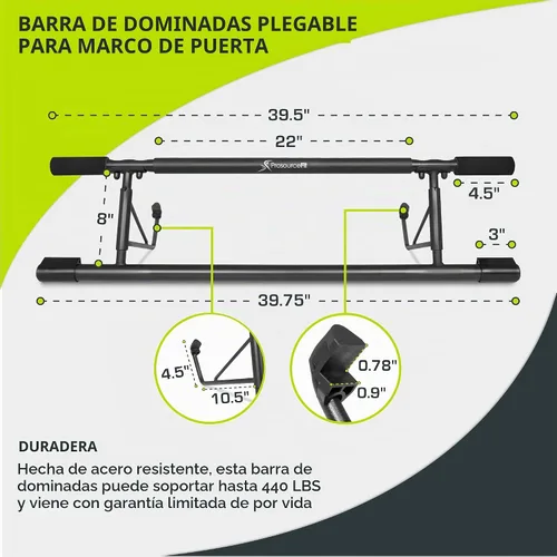 Vista 3 de ProsourceFit Pull Up Bar for Multi Use Fitness & Home Gym Exercise