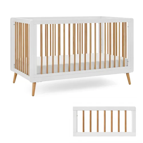 Vista 11 de Tatum 3-en-1 Convertible de madera cuna de bebé - Blanco