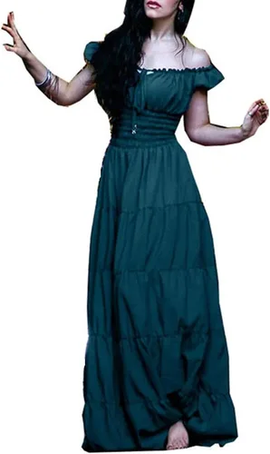 Vista 2 de Vestido de disfraz medieval para mujer, talla grande, estilo vintage, hasta el suelo, para cosplay
