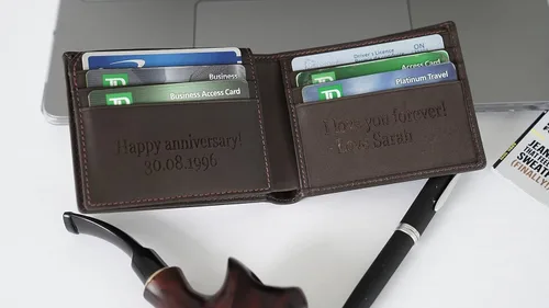 Vista 2 de Carteras personalizadas para hombres regalos personalizados para hombres cartera personalizada para hombres cuero de grano completo grabado