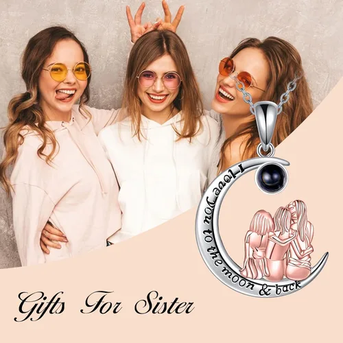 Vista 2 de POPKIMI Sister Gifts from Sister 23 4 Sisters Necklace Sterling Silver Always My Sister Forever My Friend Pendant Necklace Fashion Jewelry Gifts for