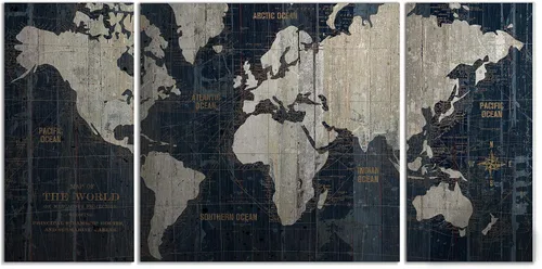 Vista 10 de Lienzo enmarcado para pared, diseño de mapa del viejo mundo azul