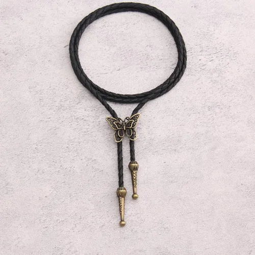 Vista 152 de Jeilwiy Corbata de bolo para hombre, corbata de vaquero occidental, collar de corbata de bolo dorado, corbata de cuero, corbata de Halloween