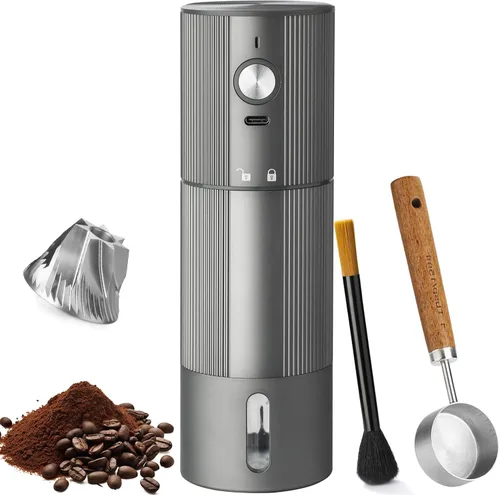 Vista 9 de Molinillo de café portátil, molinillo de café eléctrico con 45 ajustes ajustables, molinillos de café recargables para expreso, viajes, campamento