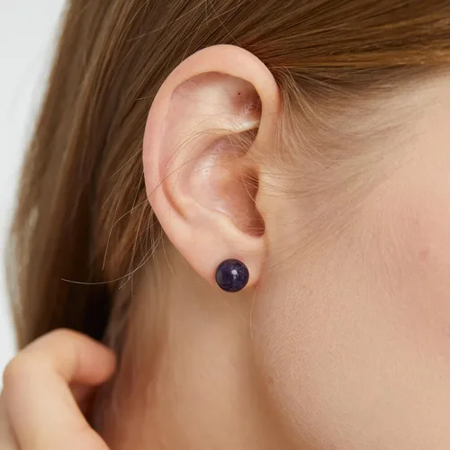 Vista 135 de Natural Stone Stud Earrings for Women 8mm Sterling Silver Genuine Gemstone Earrings Handmade Sterling Silver Crystal Stud Earrings for Women