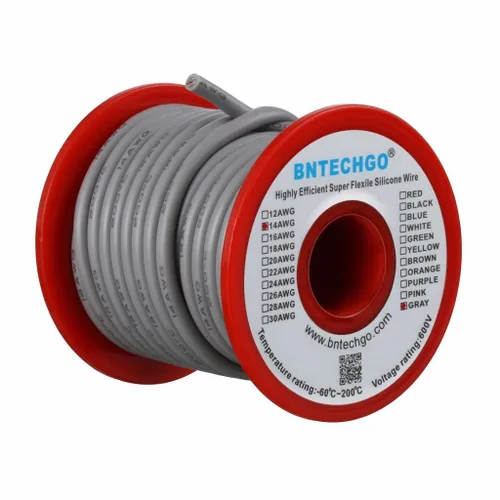 Vista 13 de BNTECHGO Carrete de alambre de silicona calibre 14 20 pies rojo y 20 pies negro flexible 14 AWG alambre de cobre estañado trenzado