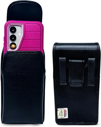 Vista 26 de Turtleback Funda diseñada para Galaxy S24 S23 S22 S21 S20 Funda de cuero negro con clip ejecutivo para cinturón, horizontal fabricada en Estados