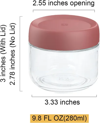 Vista 2 de Custde Recipientes pequeños de vidrio con tapas, tarros de avena durante la noche, recipientes de condimentos de 15.2 oz para salsa de aderezo