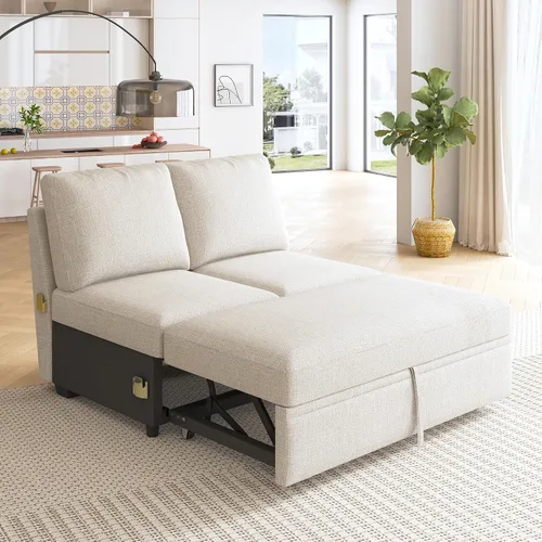 Vista 9 de HONBAY - Reposabrazos modulares para sofá cama modular, par de reposabrazos para sofá cama modular, color beige