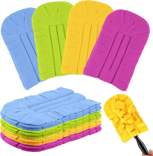 Vista 7 de Zubebe 12 piezas de repuesto de plumero de forro polar reutilizables, plumeros planos de plumas, almohadillas de limpieza lavables para múltiples