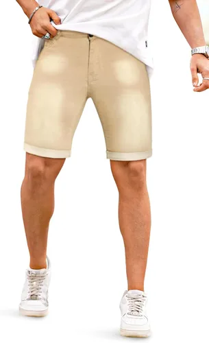 Vista 16 de GINGTTO Pantalones cortos de mezclilla para hombre Gris carbón
