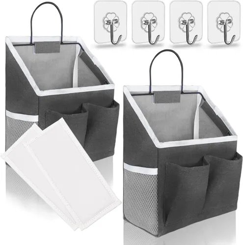 Vista 9 de Kanrichu 2 piezas de cestas pequeñas para colgar en la pared para organizar, bolsa de almacenamiento colgante en la pared como organizador sobre