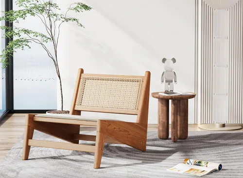Vista 3 de HAOBO Home Silla de ratán moderna de mediados de siglo para lectura, sala de estar, dormitorio, hogar