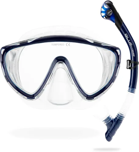 Vista 7 de CRESSI Máscara de esnórquel cómoda de una sola lente para adultos y snorkel seco - Tino & Scilla: Hecho en Italia