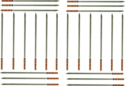 Vista 9 de Brochetas planas de media pulgada para barbacoa de acero inoxidable con mango de madera maciza para asar estilo brasileño Kebob Koubideh Kebab turco