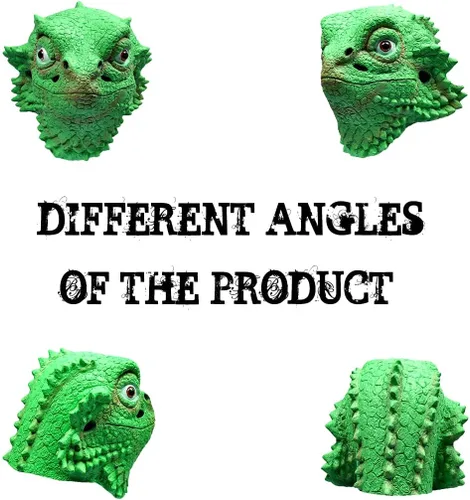 Vista 5 de MAOGUSR Máscara de lagarto para cabeza de animal, disfraz de Halloween, máscara de látex para fiesta, cabeza completa para adultos, color verde