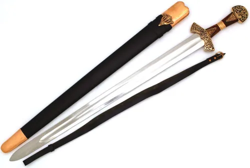 Vista 2 de Medieval Warrior Espada real vikinga hecha a mano forjada a mano resistente del siglo 9 viene con vaina (BR-213)