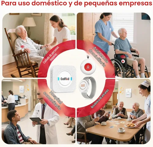 Vista 6 de CallToU Buscapersonas para cuidadores con botón de llamada inalámbrico, sistema de alerta de enfermera, más de 500 pies