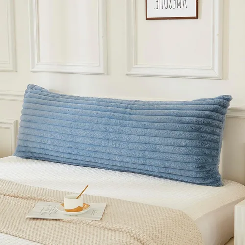 Vista 18 de JAUXIO - Funda de almohada corporal de piel sintética mullida, lujosa, decorativa con rayas, ultra suave y acogedora con cierre de cremallera de 21
