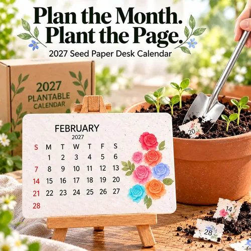 Vista 2 de Plantable Seed Calendar 2027 with Stand and Mini Shovel (1)