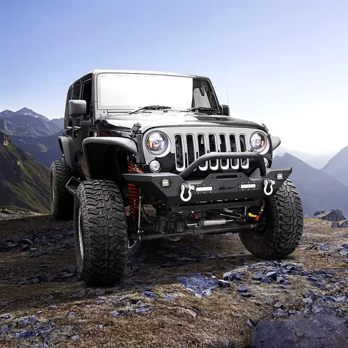 Vista 7 de Nilight - Parachoques delanteros compatibles con Jeep Wrangler JK/JKU de 2007, 2008, 2009, 2010, 2011, 2012, 2013, 2014, 2015, 2016, 2017 y 2018