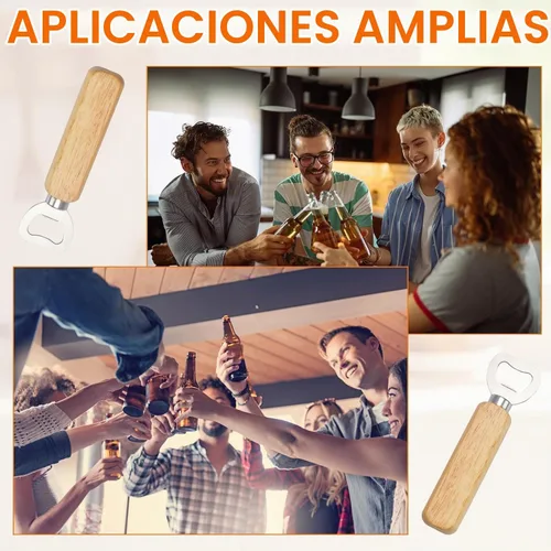 Vista 7 de Abrebotellas de vino de madera, 50 unidades, abridor de botellas de acero inoxidable, abrebotellas de sidra de mano de madera, abrebotellas de vino