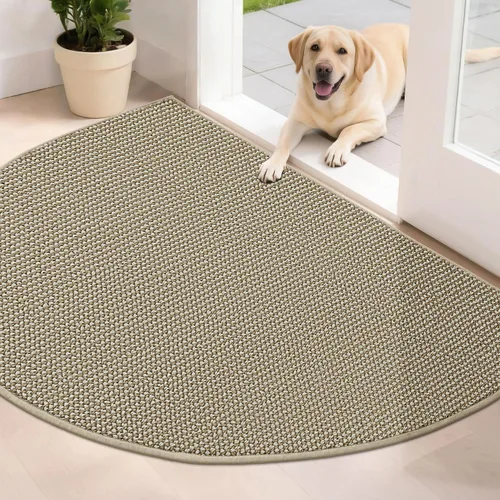 Vista 24 de BEQHAUSE Tapete Atrapa Suciedad para Puerta 17" x 30" Semicírculo Antideslizante Lavable Tapetes de Entrada Alfombras Absorbentes de Bienvenida