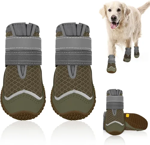 Vista 29 de SlowTon Zapatos para Perros para Perros Grandes, Pequeños y Medianos - Botas Transpirables para Perros para Pavimento Caliente de Verano, Protector