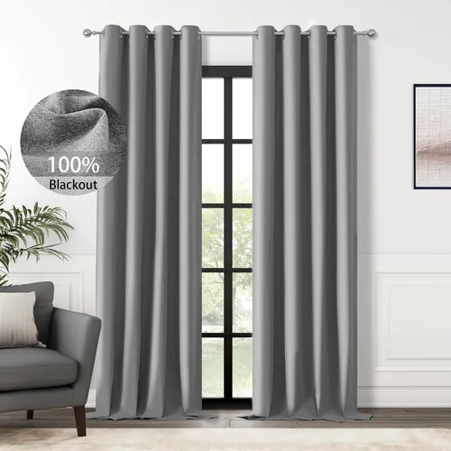 Vista 38 de ChrisDowa Cortinas 100% Opacas de Abedul Sólido de 45 Pulgadas de Largo, 2 Paneles para Dormitorio y Sala de Estar, Estilo Granja Oscurecedoras