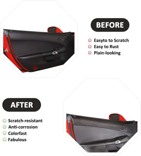 Vista 2 de 2 piezas de fibra de carbono interior panel de puerta delantera reposabrazos cubierta decoración interior para Chevrolet Corvette C6 2005-2013 panel