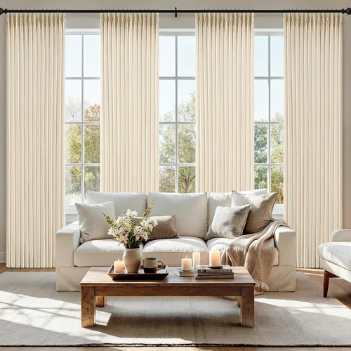 Vista 25 de MIULEE Juego de 4 paneles de cortinas plisadas de lino de 40 x 84 pulgadas Beige Blanco