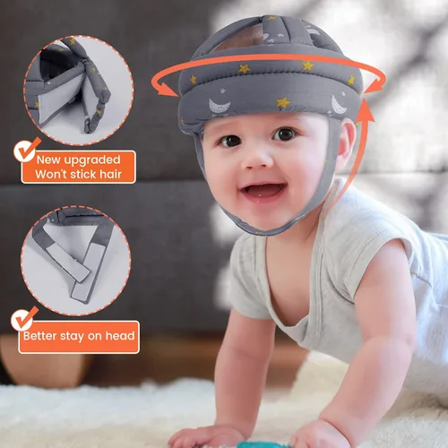 Vista 3 de Simplicity - Casco de seguridad acolchado a prueba de golpes, para bebé o niño pequeño Estrella gris/luna